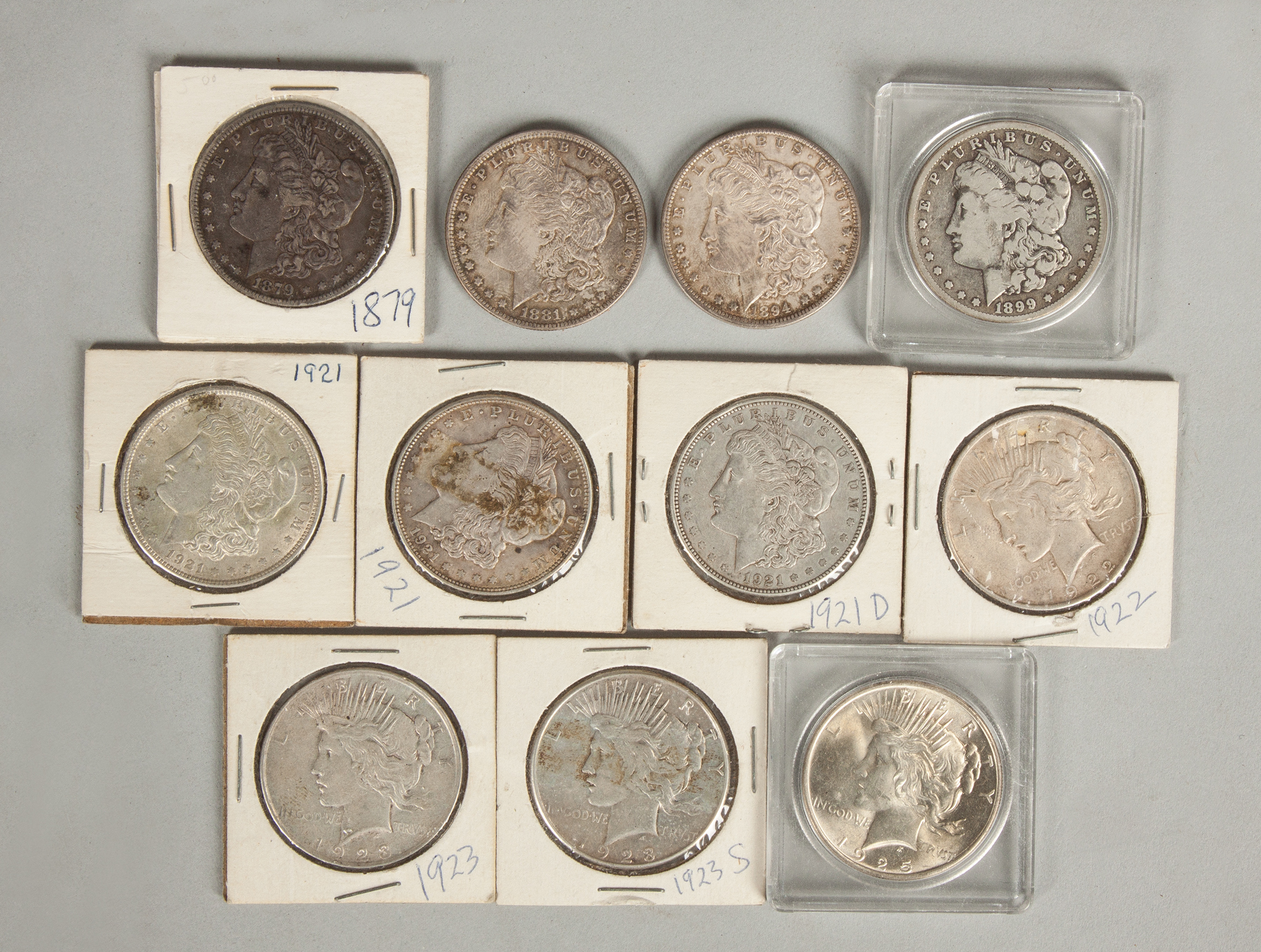 Appraisal: Group of Silver Dollars Morgan heads Liberty head