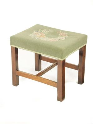 Appraisal: A George III rectangular foot stool the floral needlework top