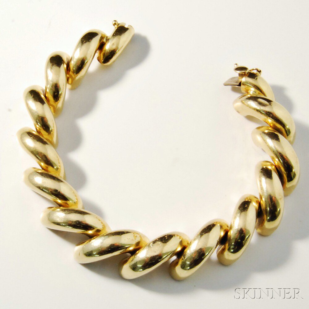 Appraisal: kt Gold Bean Bracelet lg in dwt Estimate - The