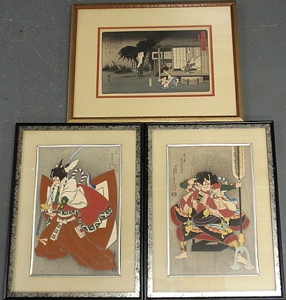 Appraisal: - Three Japanese woodblock prints framed and matted largest x