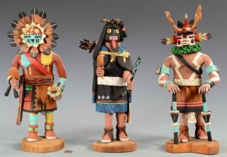 Appraisal: Group of Hopi Kachinas signed Pat Lanza Grouping of three