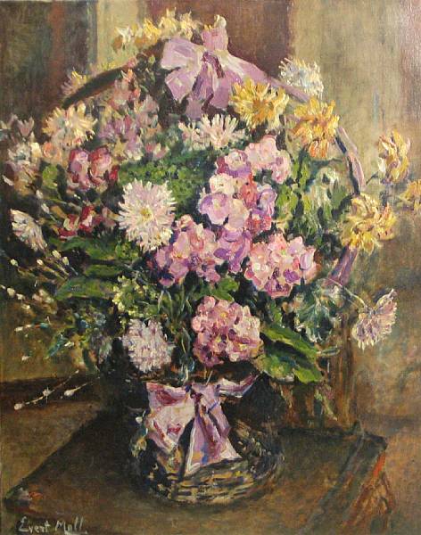 Appraisal: Evert Moll Dutch - A floral still life of pink