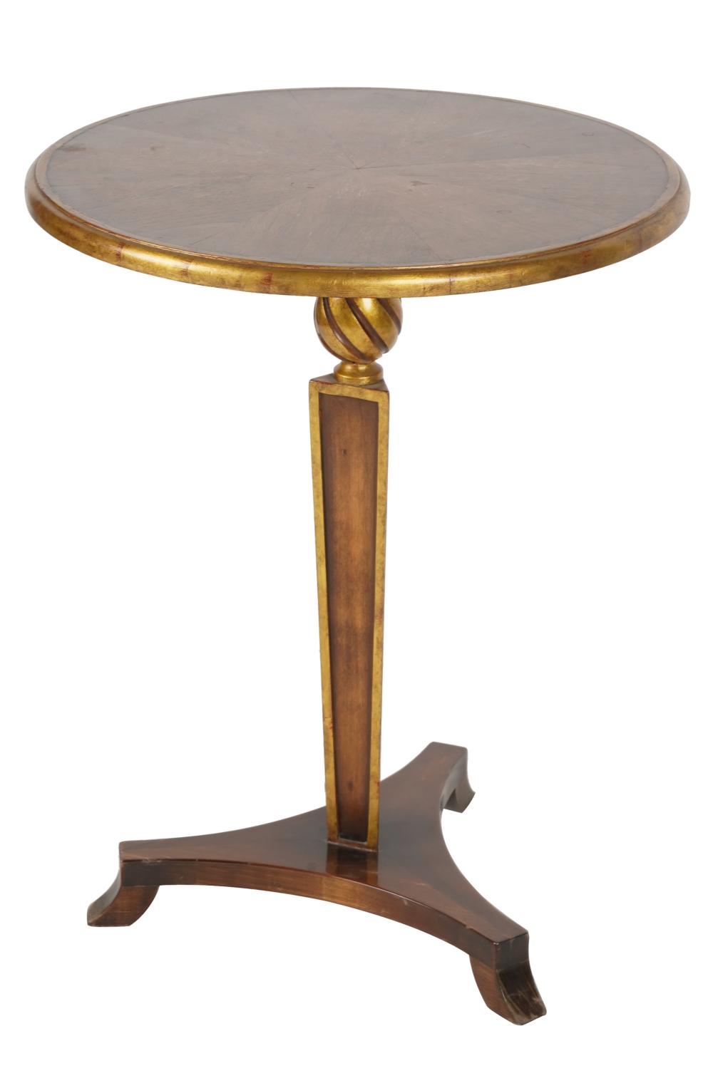 Appraisal: MAHOGANY OCCASIONAL TABLE th century round with gilt-painted borders to