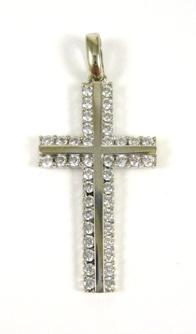 Appraisal: DIAMOND AND FOURTEEN KARAT GOLD CROSS PENDANT measuring - inches