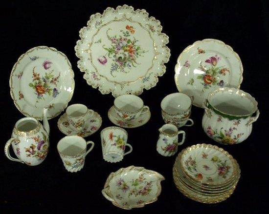 Appraisal: A collection of early th Century Dresden tea wares comprising