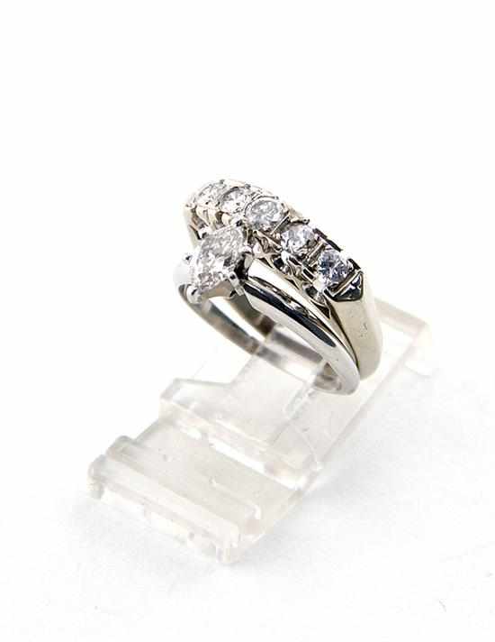 Appraisal: White gold and diamond rings marquise-cut diamond solitaire approximately ct