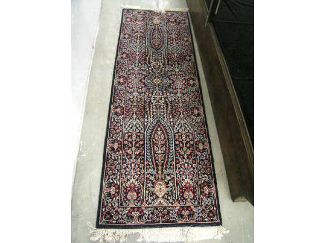 Appraisal: Mahal Persian Handmade Runner elaborate floral on indigo field '