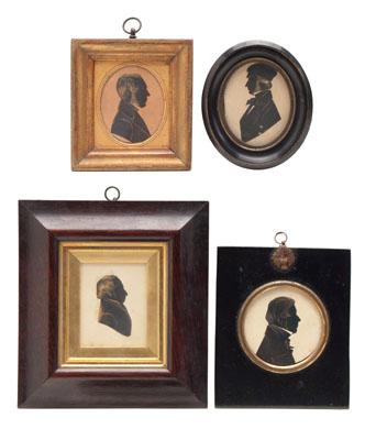 Appraisal: Four British silhouettes gentleman facing right inscribed verso wood backing