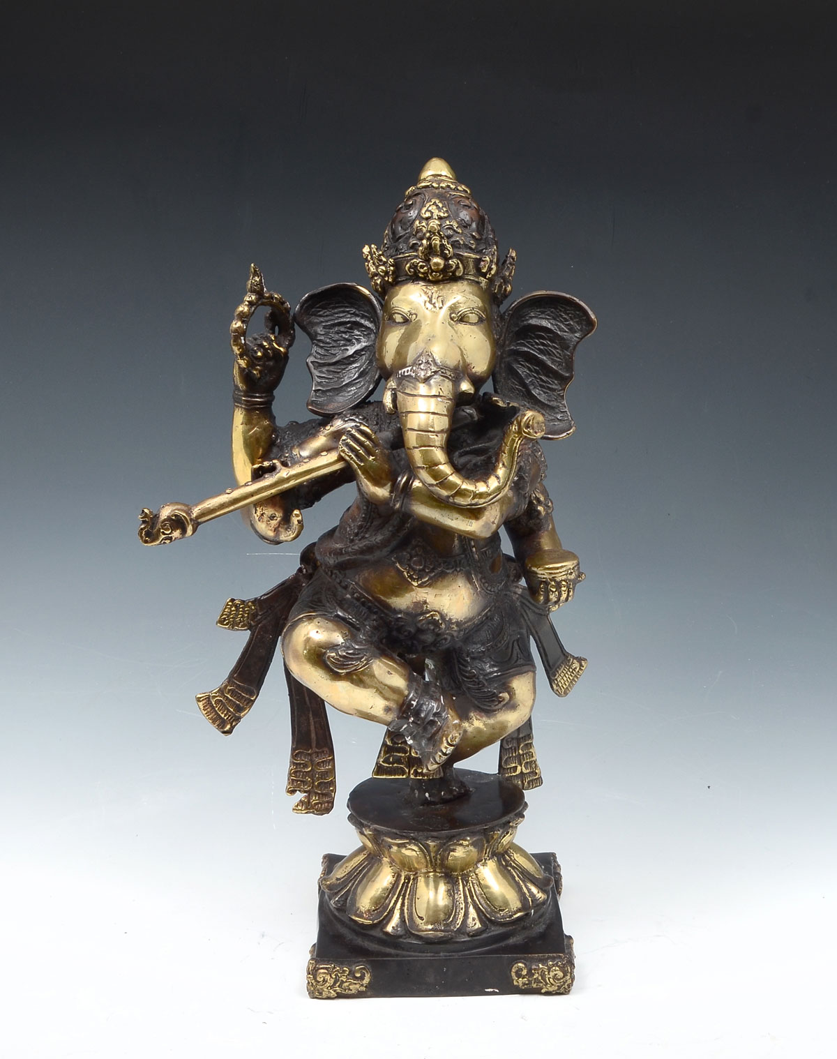 Appraisal: BRASS GANESH STATUE Cast Ganesh statue having arms playing a