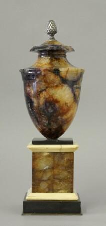 Appraisal: GEORGE III MARBLE-MOUNTED DERBYSHIRE SPAR URN MOUNTED AS A LAMP