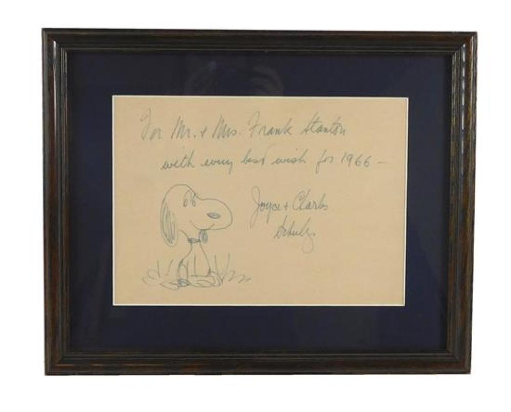 Appraisal: Charles Monroe Schulz American - drawing of seated Snoopy with