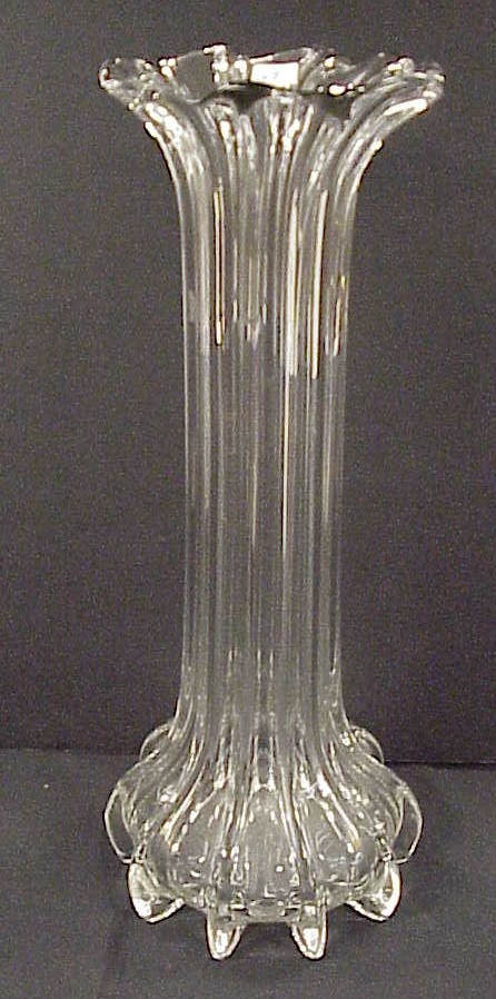 Appraisal: th C large clear blown glass ribbed vase bulbous base