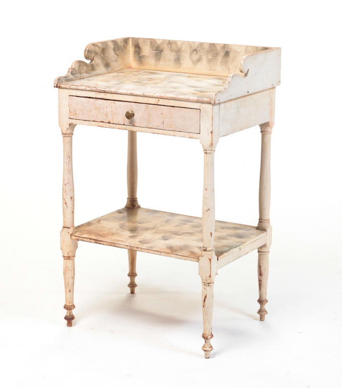 Appraisal: AMERICAN DECORATED SHERATON WASHSTAND Second quarter th century pine and