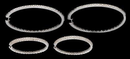 Appraisal: Two pairs of karat white gold and diamond 'hoop' earrings