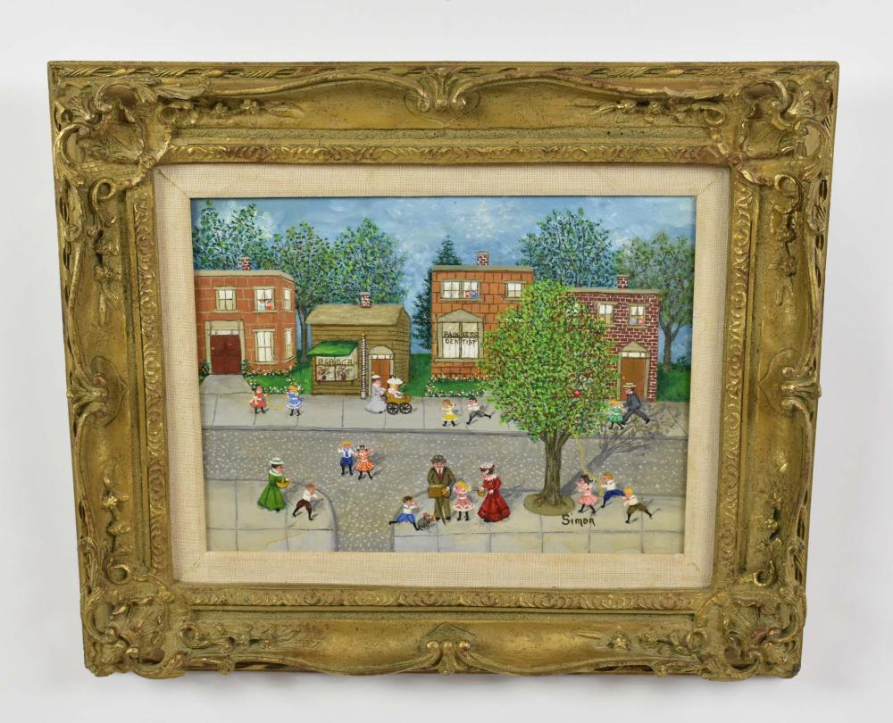 Appraisal: MOLLIE SIMON AMERICAN - Untitled Townscape Signed Simon l r