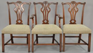 Appraisal: Set of eight custom mahogany Chippendale style chairs with fully