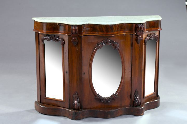 Appraisal: Austrian Rococo Revival Circassian Walnut and Marble-Top Parlor Cabinet third