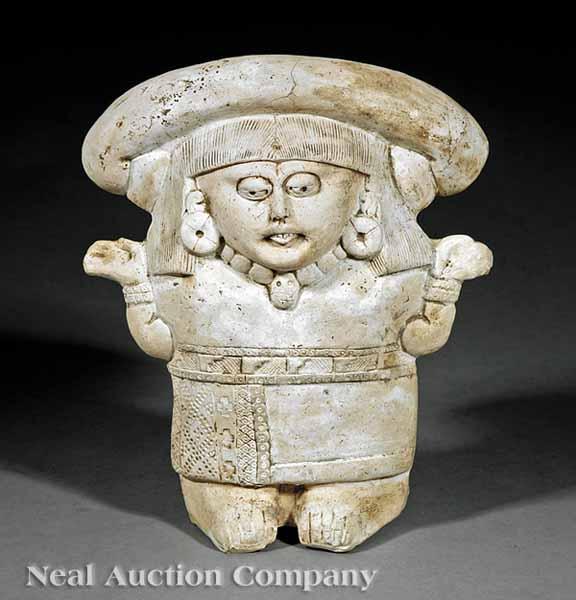 Appraisal: A Veracruz Earthenware Female Figure c - modeled in a