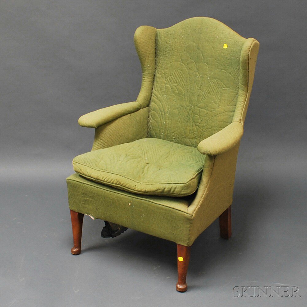 Appraisal: Small Queen Anne-style Upholstered Wing Chair ht wd dp in