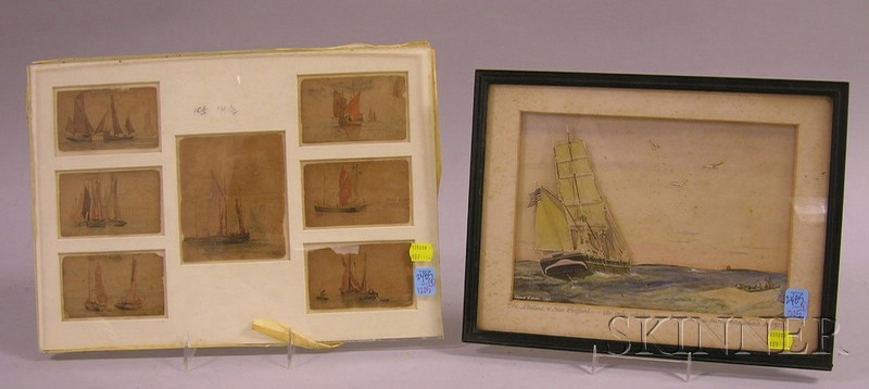 Appraisal: Four Framed Paintings and Sketches of Sailboats and Ships a