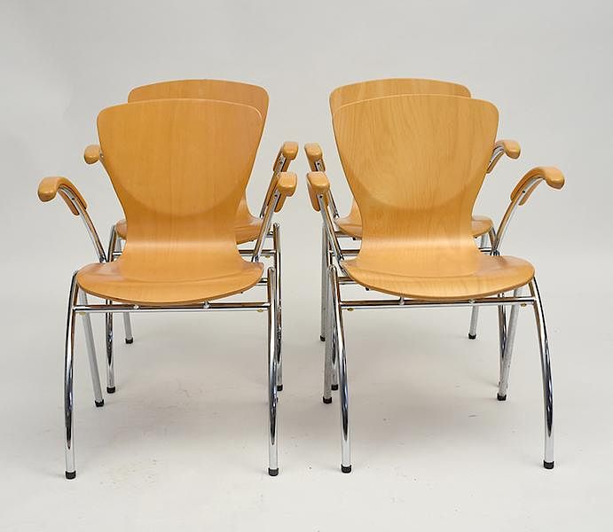 Appraisal: Set of four modern design armchairs Bingo by Kimball Set