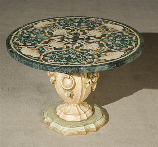 Appraisal: Italian Mother-of-Pearl Inlaid Scagliola Table Top on Stand Emilio Martelli