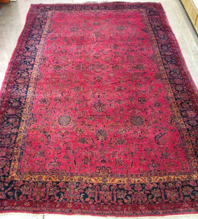 Appraisal: Handmade Oriental Room Size Rug Mashad design dark red field