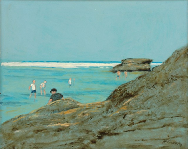 Appraisal: Ray Crooke born Rock Pool Back Beach Sorrento oil on