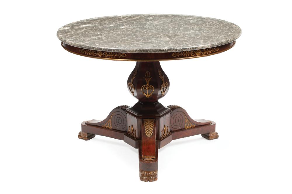 Appraisal: Louis Philippe Bronze-Mounted Mahogany Center Table th c dished gray