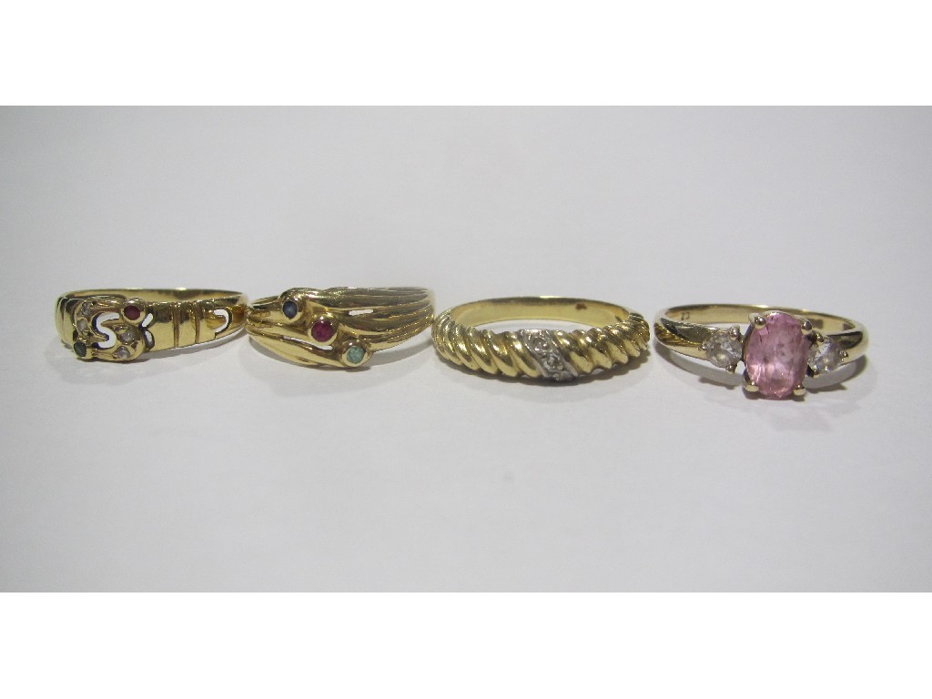 Appraisal: Lot comprising two ct gold diamond set rings an ct