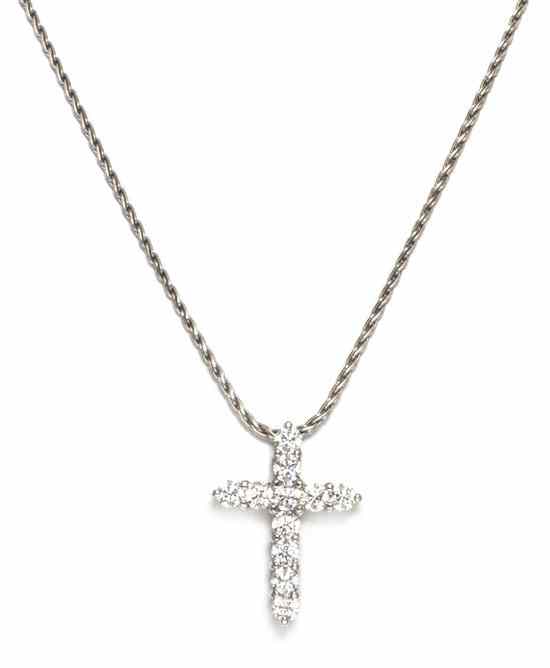 Appraisal: A Karat White Gold and Diamond Cross Pendant containing round