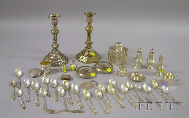 Appraisal: Approximately Thirty-eight Pieces of Sterling and Silver Plated Items Stone