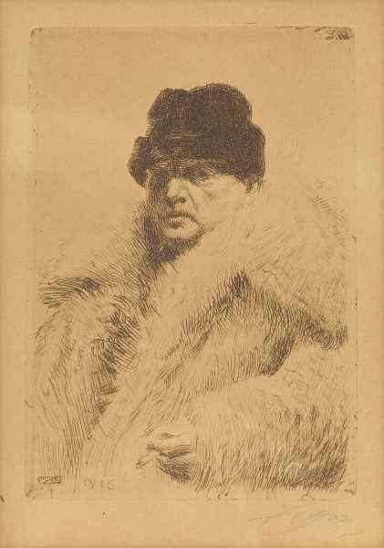 Appraisal: Anders Zorn Swedish - Self-Portraitetching pencil signed in lower right