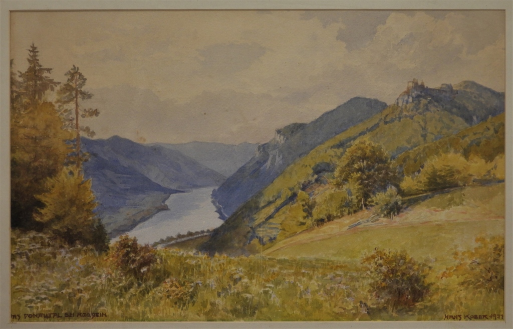 Appraisal: HANS KOBER AUSTRIAN AGGSTEIN LANDSCAPE WC PAINTING Austria Late th-