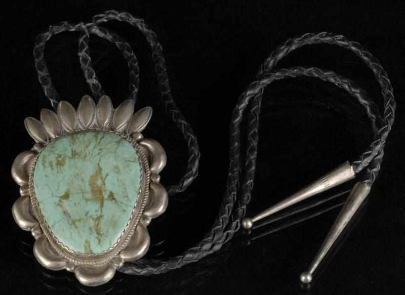 Appraisal: Native American Indian Bolo Tie Description With large turquoise stone