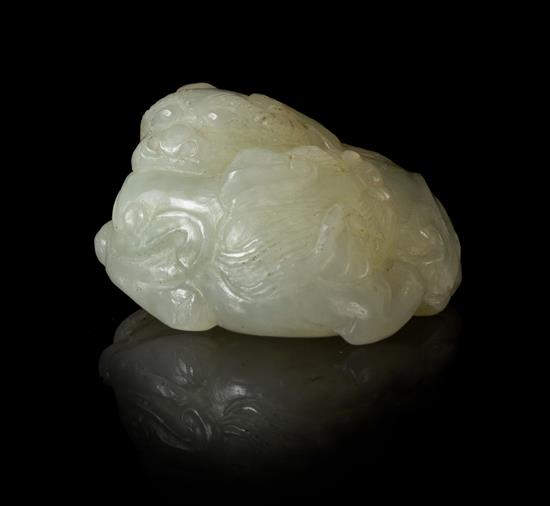 Appraisal: Sale Lot A Pale Celadon Jade Figural Group of an