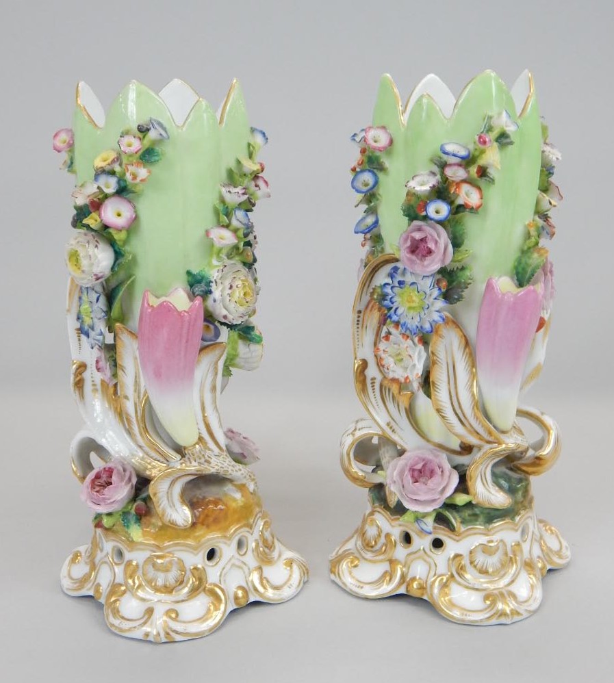 Appraisal: A pair of Jacob Petit Paris porcelain flower encrusted vases