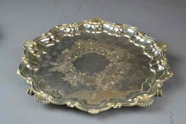 Appraisal: STERLING SILVER ROUND FOOTED PLATTERVery nice English sterling silver serving