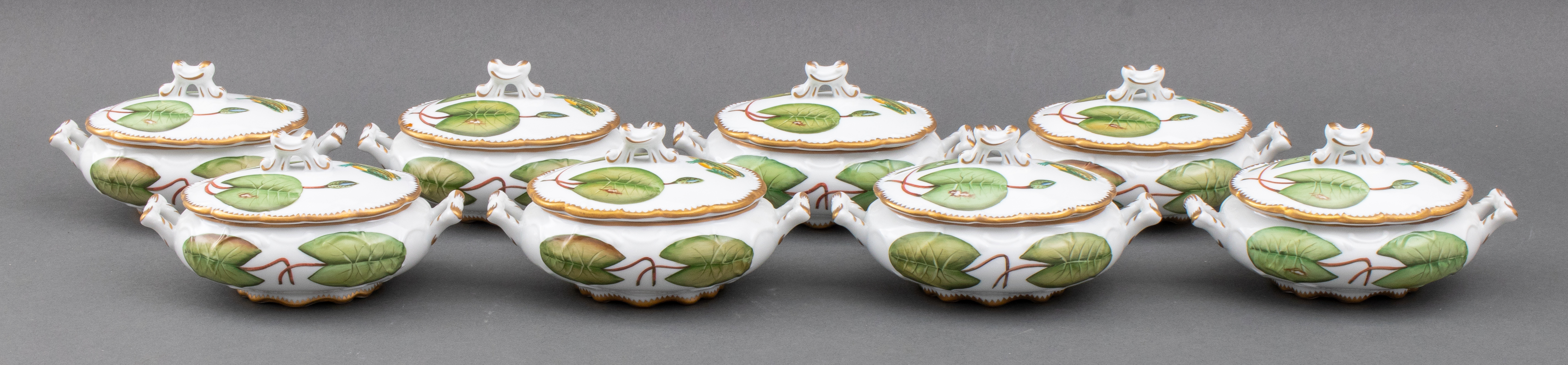 Appraisal: ANNA WEATHERLEY PORCELAIN COVERED TUREENS Eight Anna Weatherley Designs Hungarian