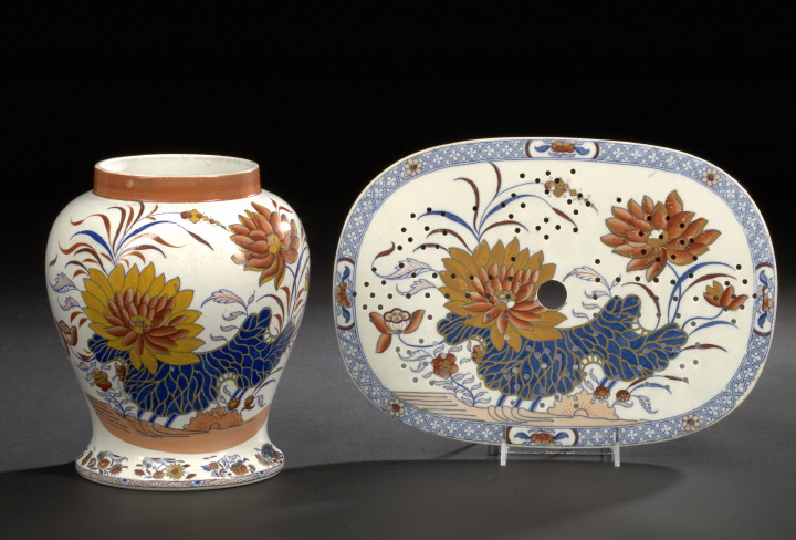 Appraisal: Two Pieces of Staffordshire Pottery in the Imari Taste first