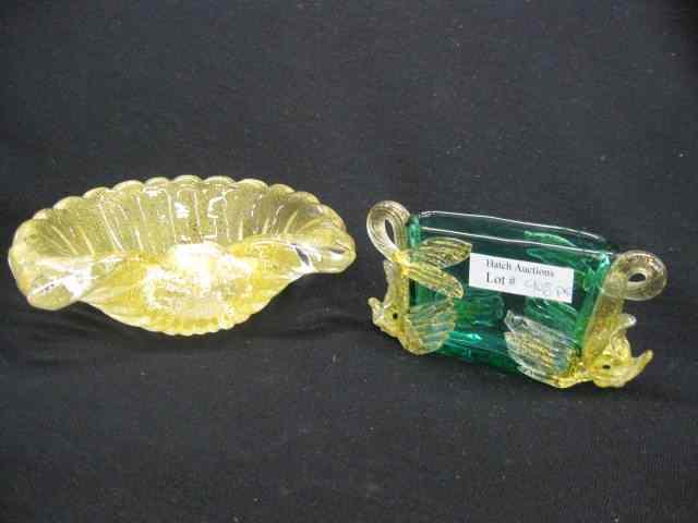 Appraisal: pcs Italian Art Glass Murano shell dish and Venitian card