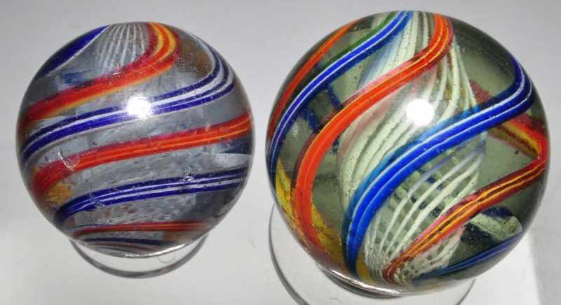 Appraisal: Lot of Latticino Swirl Marbles Description Smallest is a white