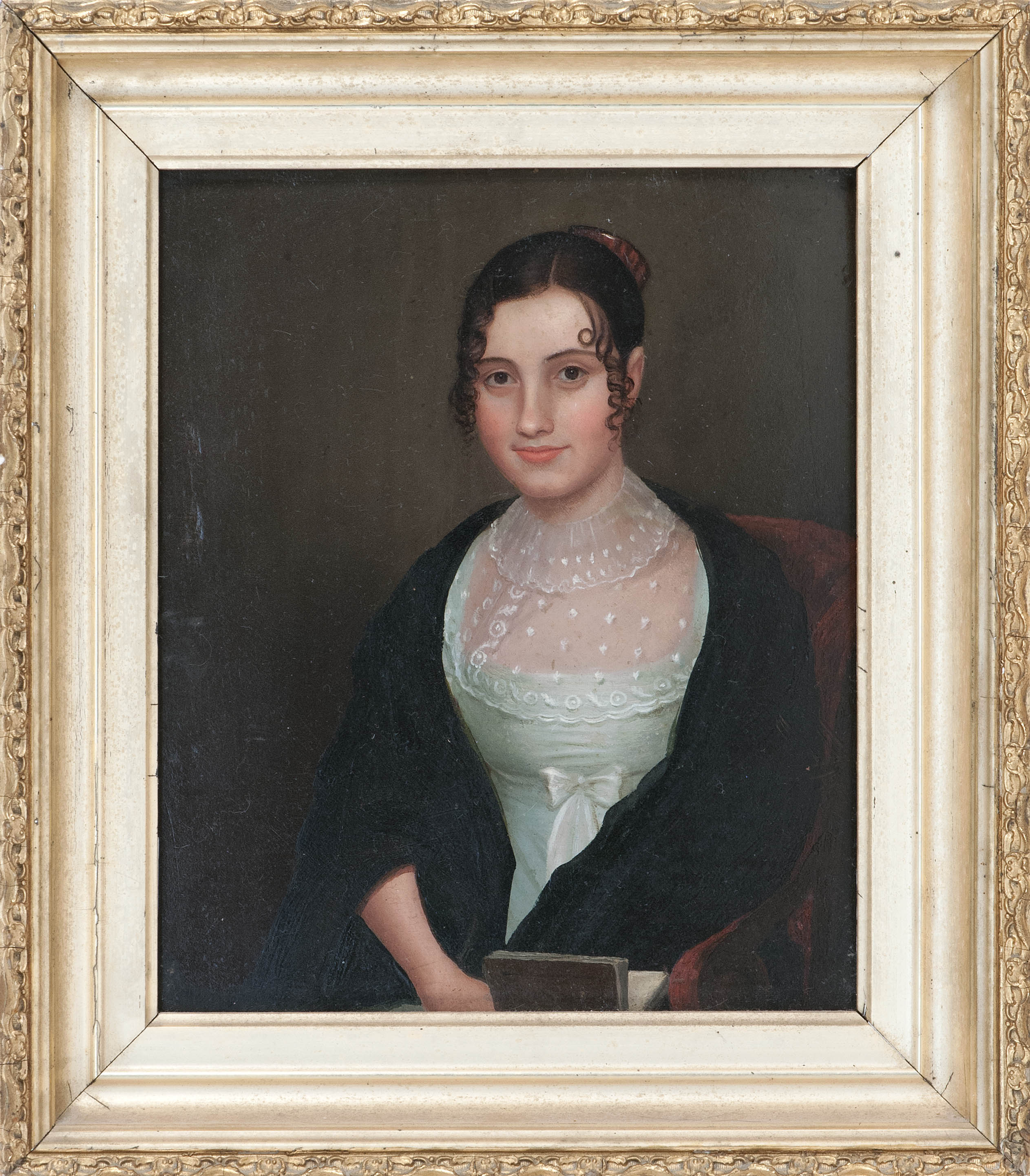 Appraisal: AMERICAN SCHOOL th CenturySeated portrait of a young woman wearing