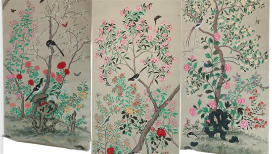 Appraisal: THREE ROLLS OF ASIAN WALLPAPER China late th-early th century