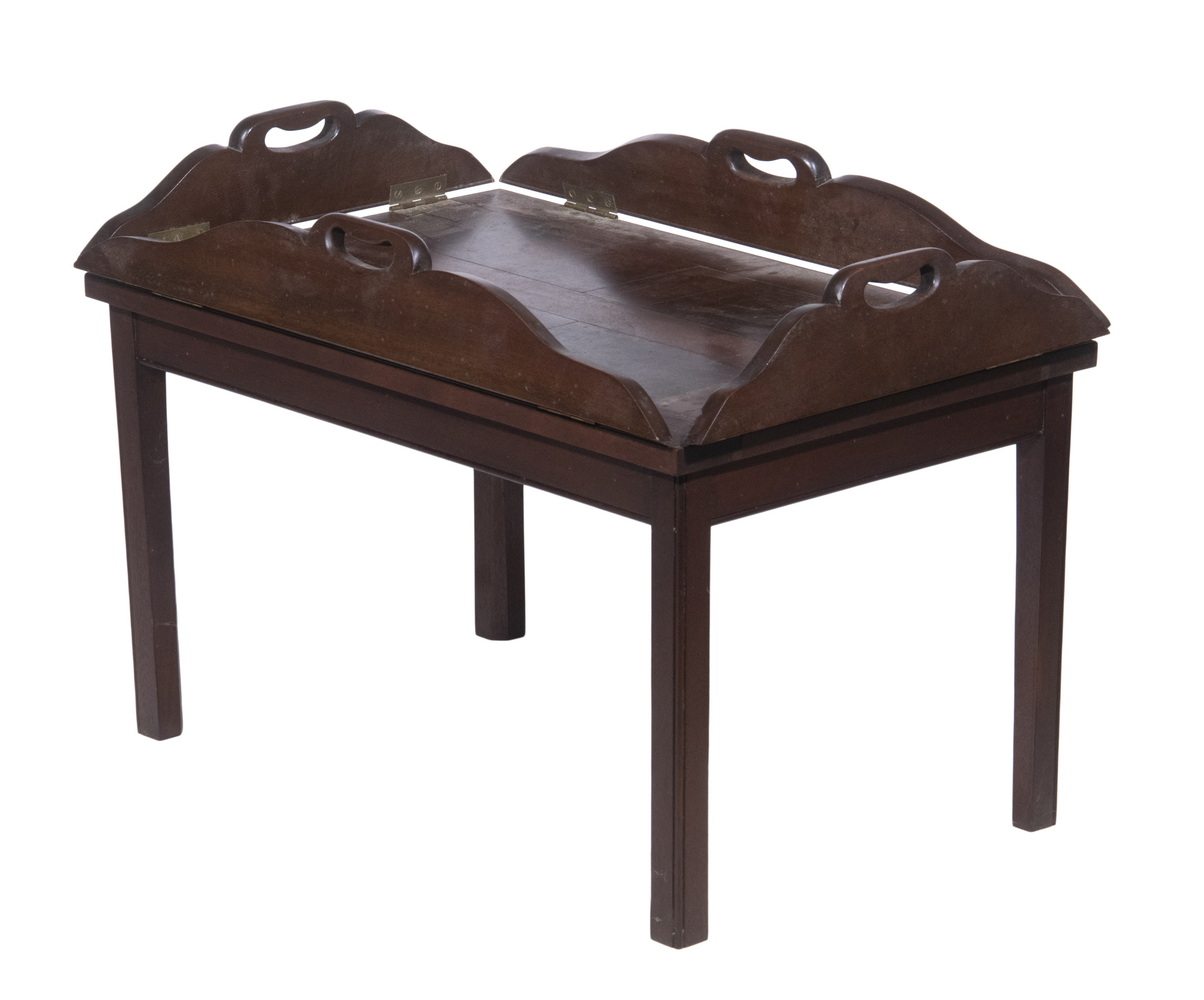 Appraisal: BUTLER'S TRAY TABLE Mahogany Coffee Table circa s top surface