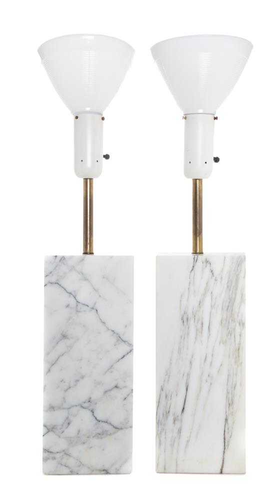 Appraisal: Sale Lot A Pair of Marble Table Lamps each of