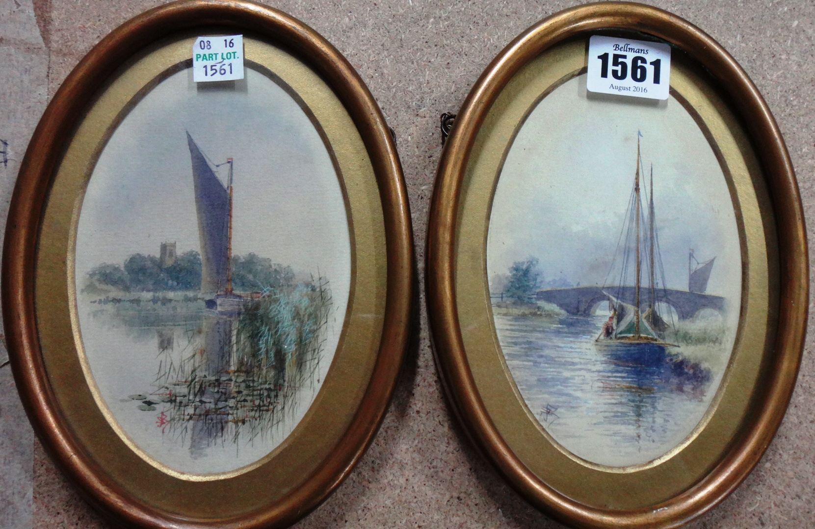 Appraisal: Stephen John Batchelder - Broads scenes two watercolour oval both