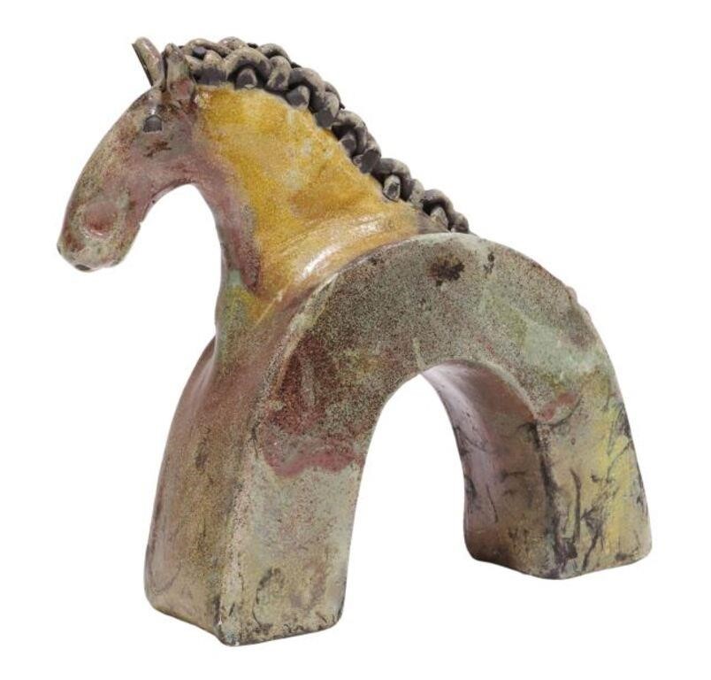 Appraisal: Studio art pottery horse sculpture Devil's Fire Richard T Hess