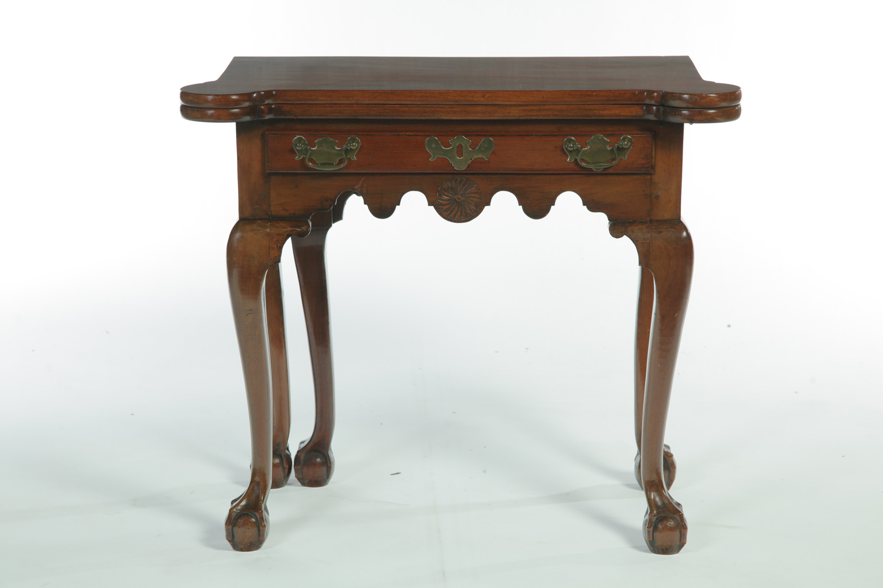 Appraisal: CHIPPENDALE-STYLE CARVED CARD TABLE Late th-early th century mahogany Five-legged