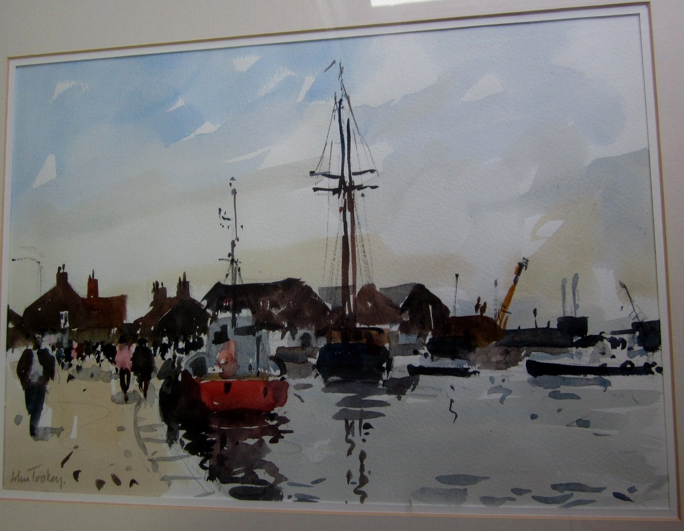 Appraisal: John Tookey ARR Harbour Scenes signed watercolour cm x cm